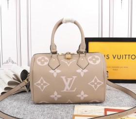 Louis Vuitton Bicolor Monogram Empreinte Speedy Bandouliere 25 Handbag - Tourterelle Gray - Cream