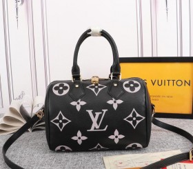 Louis Vuitton Bicolor Monogram Empreinte Leather Speedy Bandouliere 25 Handbag - Black - Beige