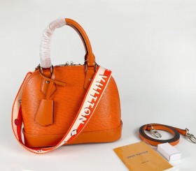 Louis Vuitton Epi Leather Alma BB Jacquard Strap Handbag - Orange