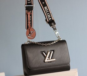 Louis Vuitton Epi Leather Twist MM Black Bag - Jacquard Strap