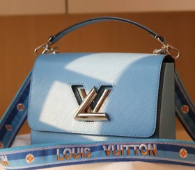 Louis Vuitton Epi Leather Twist MM Bleuet Blue Bag - Jacquard Strap