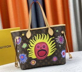 Louis Vuitton X YK Monogram Canvas Neverfull MM Tote With Faces Print