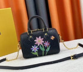 Louis Vuitton X YK Speedy Bandouliere 20 Handbag With Flower - Black