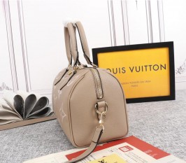 Louis Vuitton Bicolor Monogram Empreinte Leather Speedy Bandouliere 25 Handbag - Tourterelle Gray - Cream