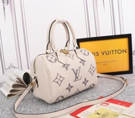 Louis Vuitton Bicolor Monogram Empreinte Leather Speedy Bandouliere 25 Handbag - Cream - Bois De Rose Pink