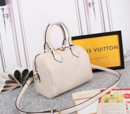 Louis Vuitton Monogram Empreinte Leather Speedy Bandouliere 25 Handbag - Cream
