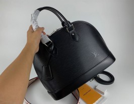 Louis Vuitton Epi Leather Alma MM Jacquard Strap Handbag - Black