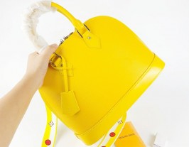Louis Vuitton Epi Leather Alma MM Jacquard Strap Handbag - Cedrat Yellow