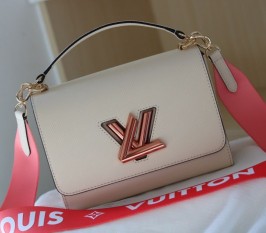 Louis Vuitton Epi Leather Twist MM Quartz White Handbag - Gradient Strap
