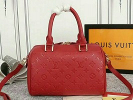 Louis Vuitton Monogram Empreinte Speedy Bandouliere 25 Handbag - Red