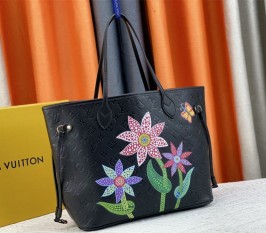 Louis Vuitton X Yayoi Kusama Neverfull MM Tote With Flower - Black